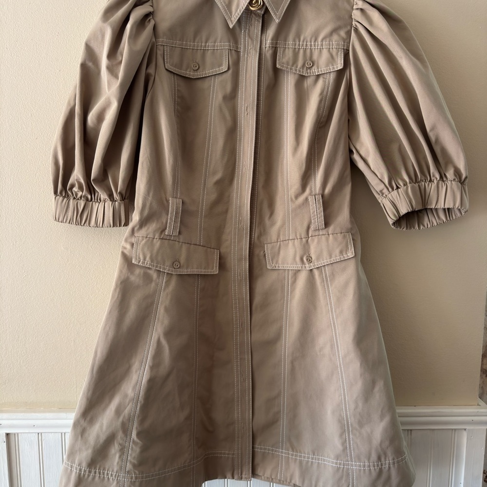 Aje Beige Coat with Puff Sleeves
